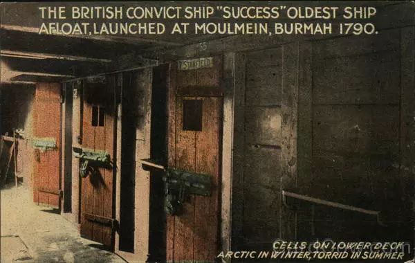 British Convict Ship "Success" Antique Postcard Vintage Post Card