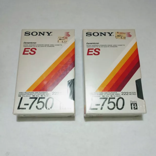 Lot of 2 Sony ES L-750 Beta Dynamicron Video Cassette Tape Factory Sealed New
