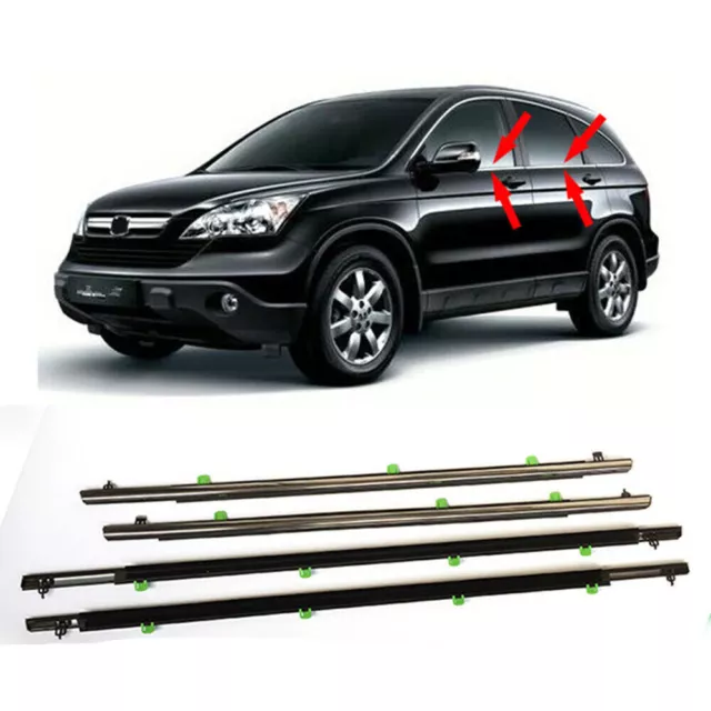 4x Silver Window Moulding Trim Weatherstrips Seal For Honda CRV 2007 2008-2011