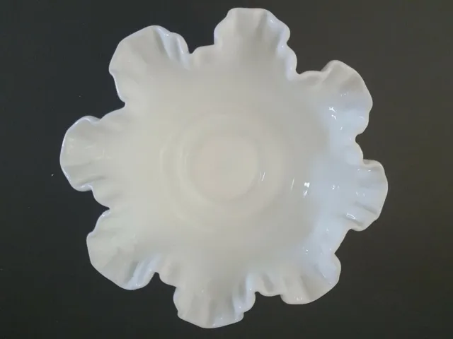 Vintage Hobnail White Milk Glass 8 1/4” Ruffled Candy/Fruit Dish Bowl