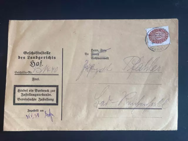D122 EF Geschäftsstelle Landgerichts Hof nach Bad Reichenhall 1930 gelaufen