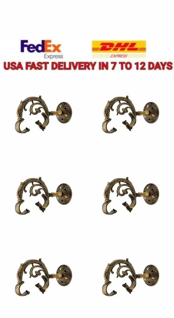 Antique Brass Heavy Curtain Supports Curtain Holder for 1 Inch Rod - 6 Pcs