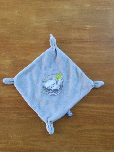 doudou sucre d'orge Plat Bleu 4 Noeuds Etoiles Chat Ours Dormeur