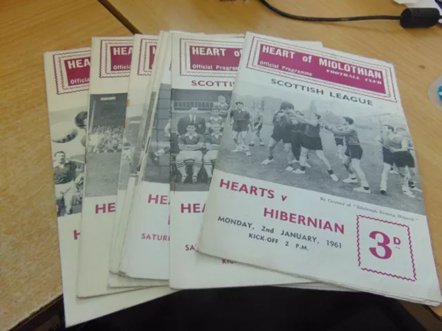 Bundle of 9 x  Hearts FC  Programmes 1960/1 Listed see description