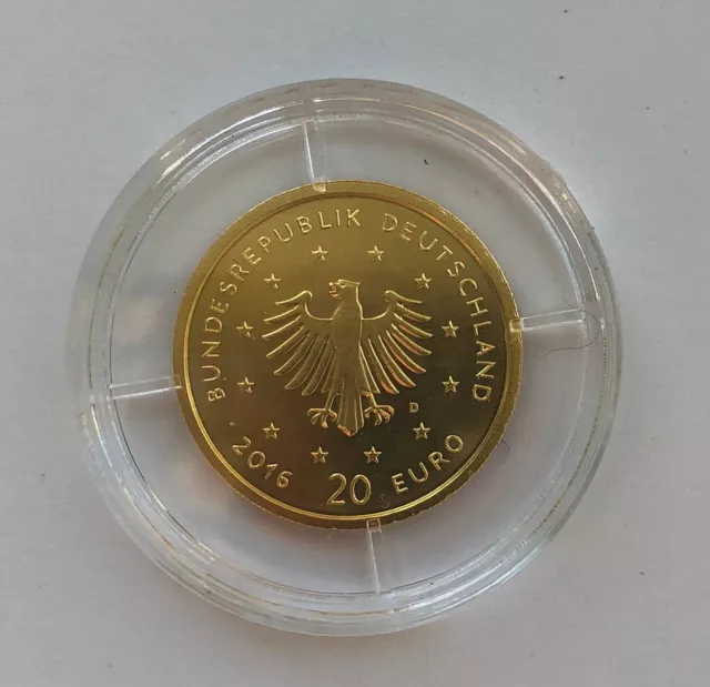 20 Euro Goldmünze BRD 2016 ST Nachtigall Heimische Vögel mit Acrylbox Zertifikat