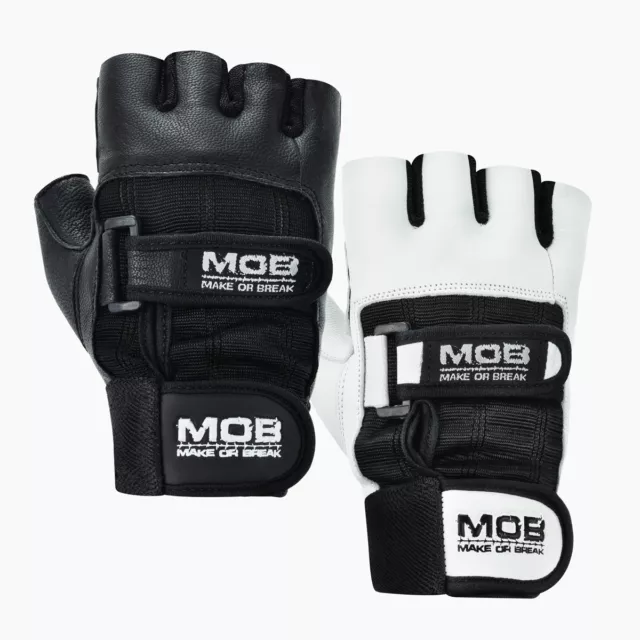 Weight Lifting Gym Padded Leather Training Workout Fitness Double Strap Gloves