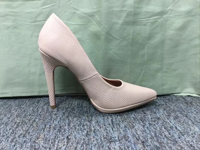 New Womens Qupid Virtue-15 High Heel Pump in Nude Snake size 10 2