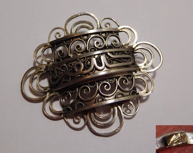 Broche Ancienne En Argent Massif Style Ethnique Berbère - Motif Sabre, Occasion