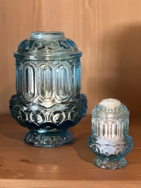 Weishar Moon And Stars art glass Fairy Lamp Blue Fairy Light Glow Pink Set Of 2
