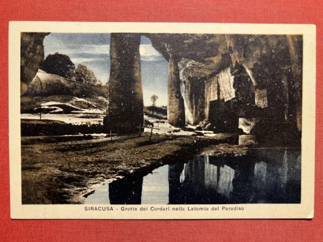 Cartolina - Siracusa - Grotta dei Cordari nella Latomia del Paradiso - 1920 ca.