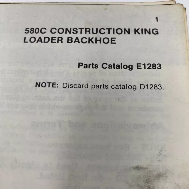 CASE 580C Construction King Loader Backhoe Parts Catalog Manual E1283 NEW Binder
