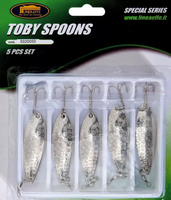 5 Pack Toby Spoons Dimple Silver / Spinner Lure - 15g -  Lineaeffe - 5020050