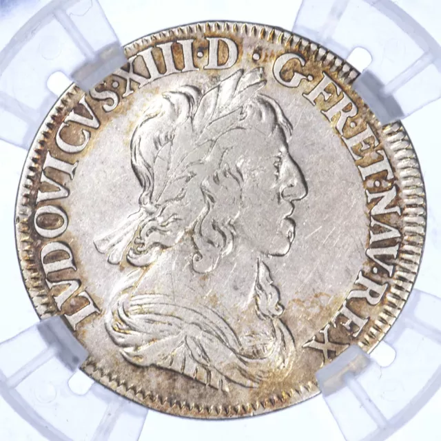 Frankreich louis XIII 1/4 écu 1643 IN Paris (2ème Locheisen) Geni F99 - Silber 3