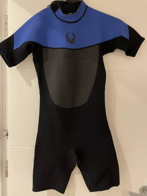 Surfdome Kids 2mm Fl Shorty Wetsuit Age 13-14 Years Blue Black Hardly Used