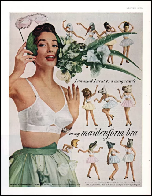 1954 WOMAN IN Maidenform Bra masquerade party dream retro photo print ad  LA13 $14.95 - PicClick