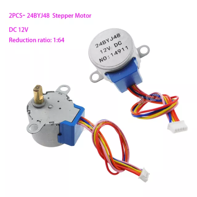 2PCS 24BYJ48 Reduction Stepper Motor DC12V 4 Phase 5 Wire Mini Stepping Motor GT