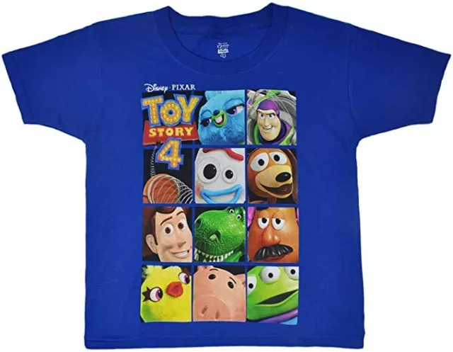 DISNEY TOY STORY 4 Boy's T-Shirt Woody Buzz Print Youth Royal Blue XL ...