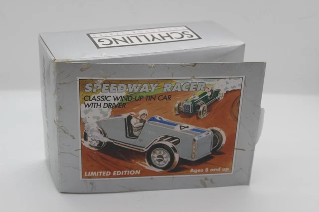 SCHYLLING SPEEDWAY RACER Classic Wind-Up Tin Car with Driver, Red #1