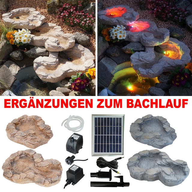 Gartenbrunnen Bachlauf Garten Teich Pumpe Wasserfall Wasserspiel Mit Led Schale