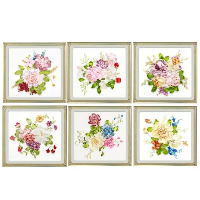 Ribbon Embroidery Kits DIY Flower Painting Kit Stamped Cross Stitch