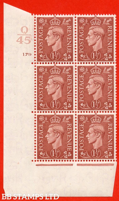 SG. 487. Q8. 1½d Pale Red-Brown. An UNMOUNTED MINT" Control Q45 cylinder B67662