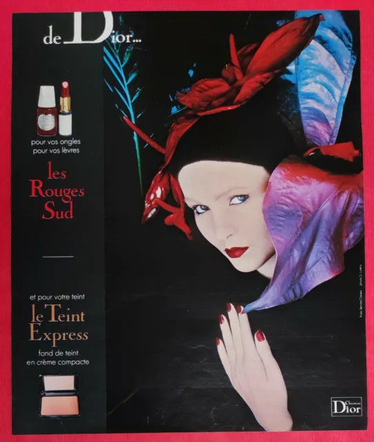 Publicité de presse Produit de Beauté DIOR Les Rouges Sud & Teint Express 1977