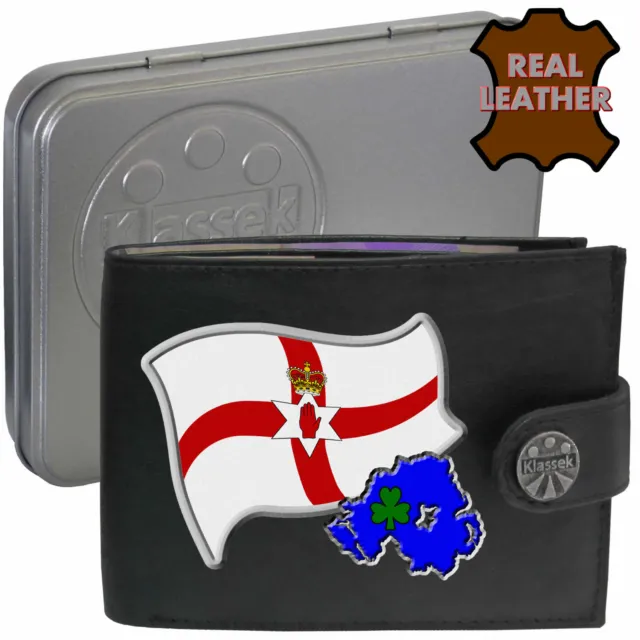 Northern Ireland Flag Wallet Map Northern Irish Genuine Leather Gift Tin RFID