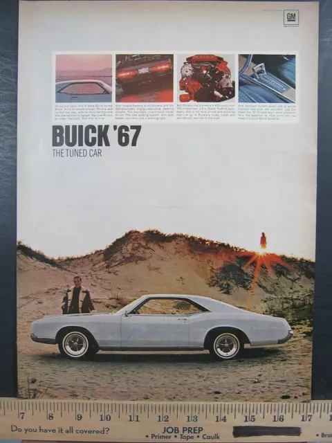 1966 Vintage Print Ad 1967 Buick Riviera Automobile Tuned V8 Wall Art Poster
