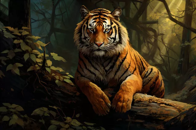 Wildlife Tiger Picture Canvas Art-Home Decor Wall Art Print Poster Painting -010