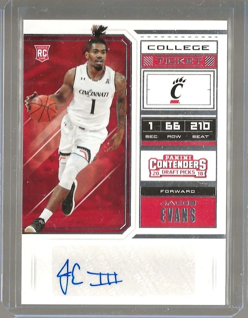 2018 Contenders Draft Picks #82 JACOB EVANS College Ticket Rookie AUTO