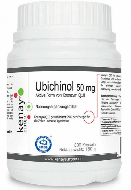 Ubiquinol Kaneka Corporation 50 mg Aktive Form von Coenzyme Q10 300 Kapseln