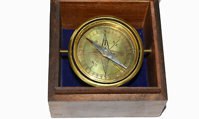 Antique Vintage Brass Compass 4" Ship's Gimbal Compass Nautical Collectible Item