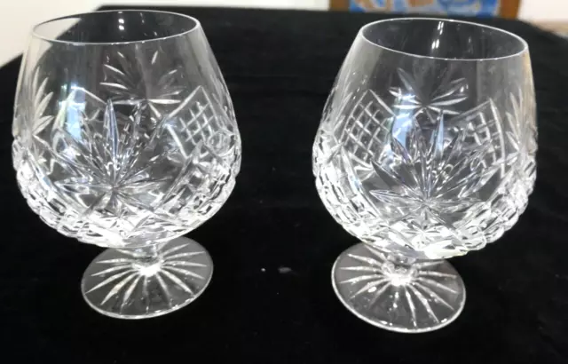 2  VINTAGE CUT Pattern CRYSTAL Brandy BALLOONS Cognac SNIFTER Glasses