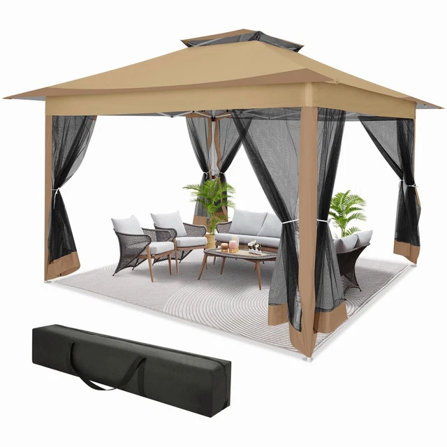 Pavillon 3,6x3,6m Faltpavillon Gartenzelt Partyzelt Pavillion mit Moskitonetz