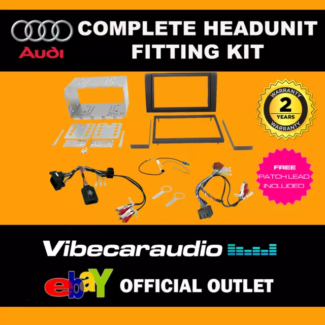 Car Stereo Double Din Fascia & Steering Interface Kit For Audi A4 01-08 CTKAU02