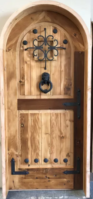 Rustic Spanish reclaimed lumber arched top door solid wood storybook castle