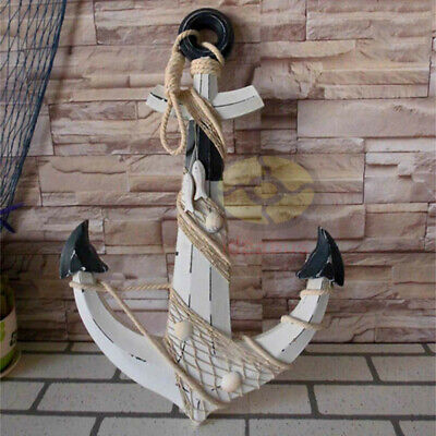 Nautical decor (Tall 24") Wood Ship Boat Stock Anchor with Rope Wall Hanging