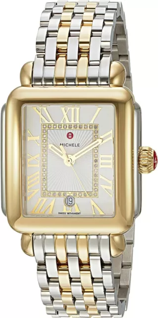 New Michele Deco Madison Diamond Dial Two Tone Gold MWW06T000147 33mm Watch