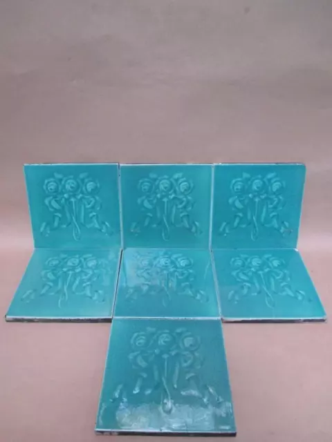 Tiles x7, Majolica, Art Nouveau, Art Deco, wall tiles, England, vintage, antique
