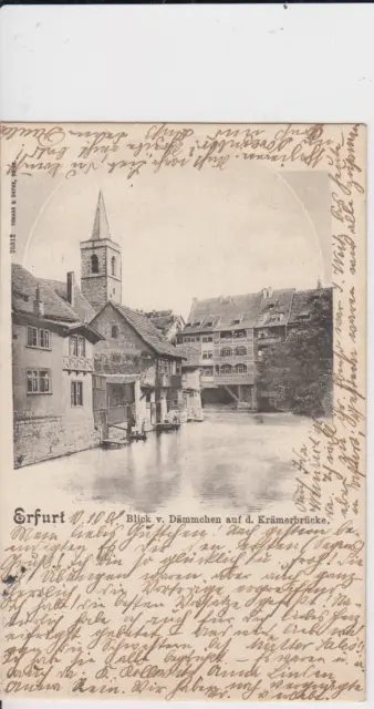 AK Erfurt i. Thüringen - Blick vom Dämmchen auf die Krämerbrücke 1902