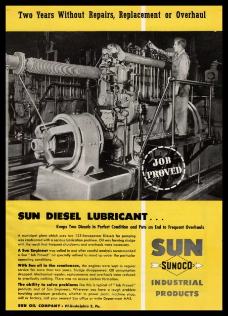 1947 SUNOCO Sun Oil Company Diesel Lubricant Philadelphia PA Vintage Print Ad