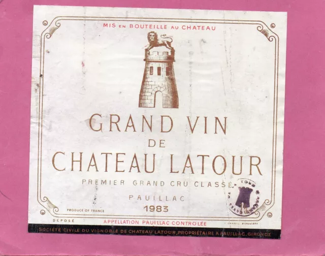 Pauillac 1Er Gcc Etiquette Chateau Latour 1983 75 Cl     §26/05/23