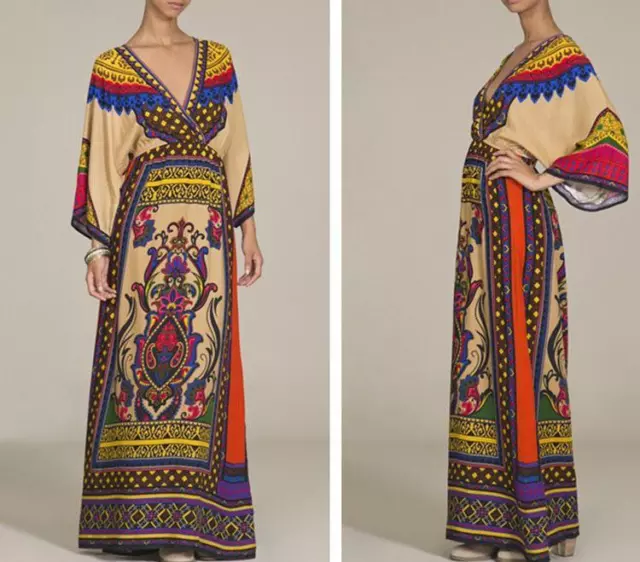 Women Traditional African Print Party Dresses V-neck Beach Long Dress