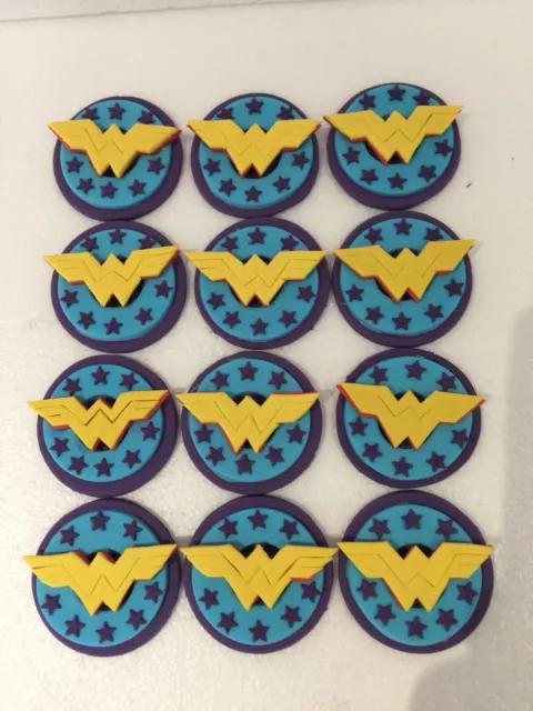 Wonder Women Cupcake Topper Fondant, Icing Sugar Edible Birthday Party Cake