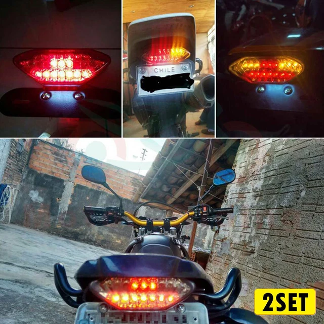 2set Motorcycle 16 Tail ATV LED Turn signal License Brake Plate Integrated Light