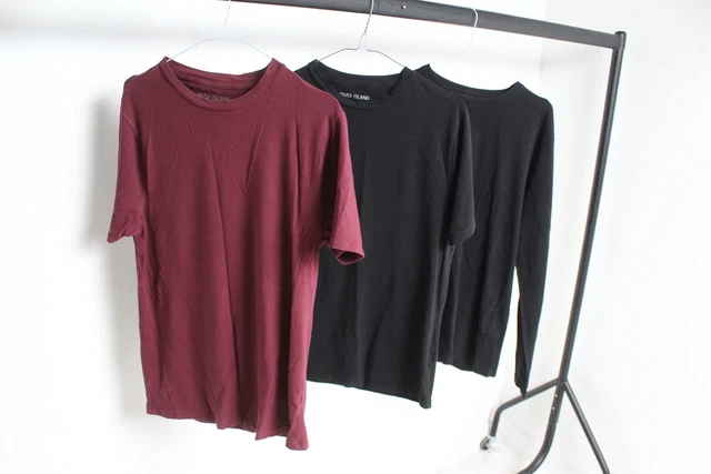 x 3 Pacchetto magliette da uomo River Island Primark - taglia M media (v-D4)
