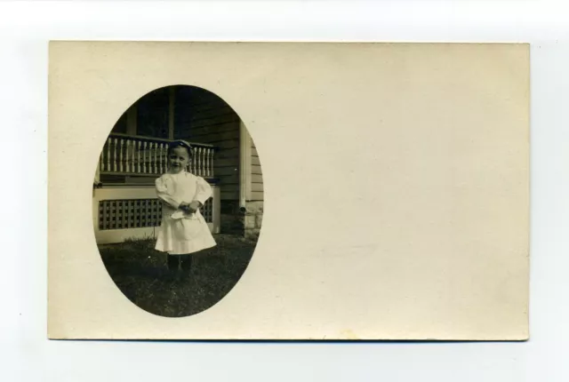 Antique RPPC photo postcard Postmark Worcester NY, Portrait Girl, 1910