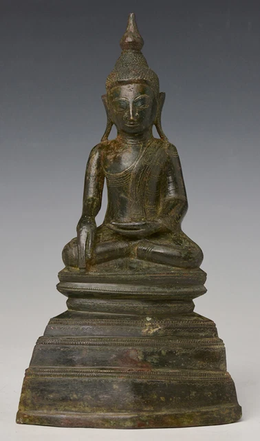 17th Century, Shan, Antique Burmese Bronze Seated Buddha