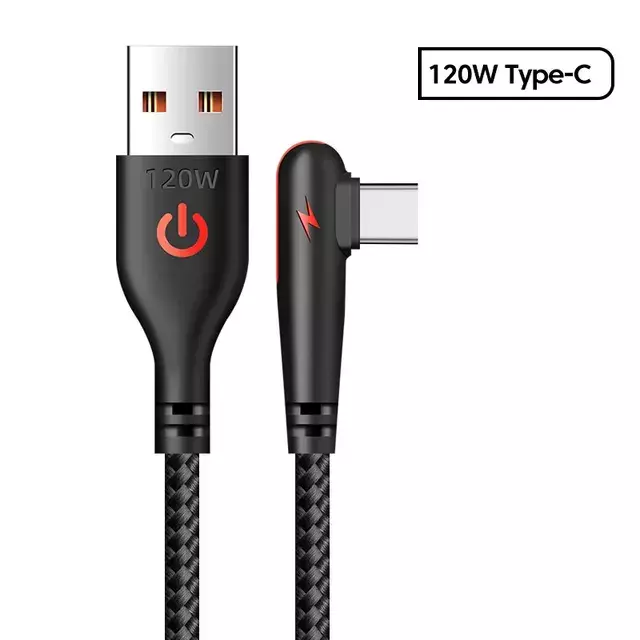 Winkel Ladekabel USB auf USB C 90 Grad Kabel 120W Schnellladekabel für Samsung