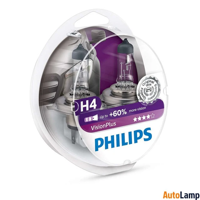 PHILIPS H4 VISIONPLUS Car Headlight Bulb 12V 60/55W P43t-38 12342VPS2 ...